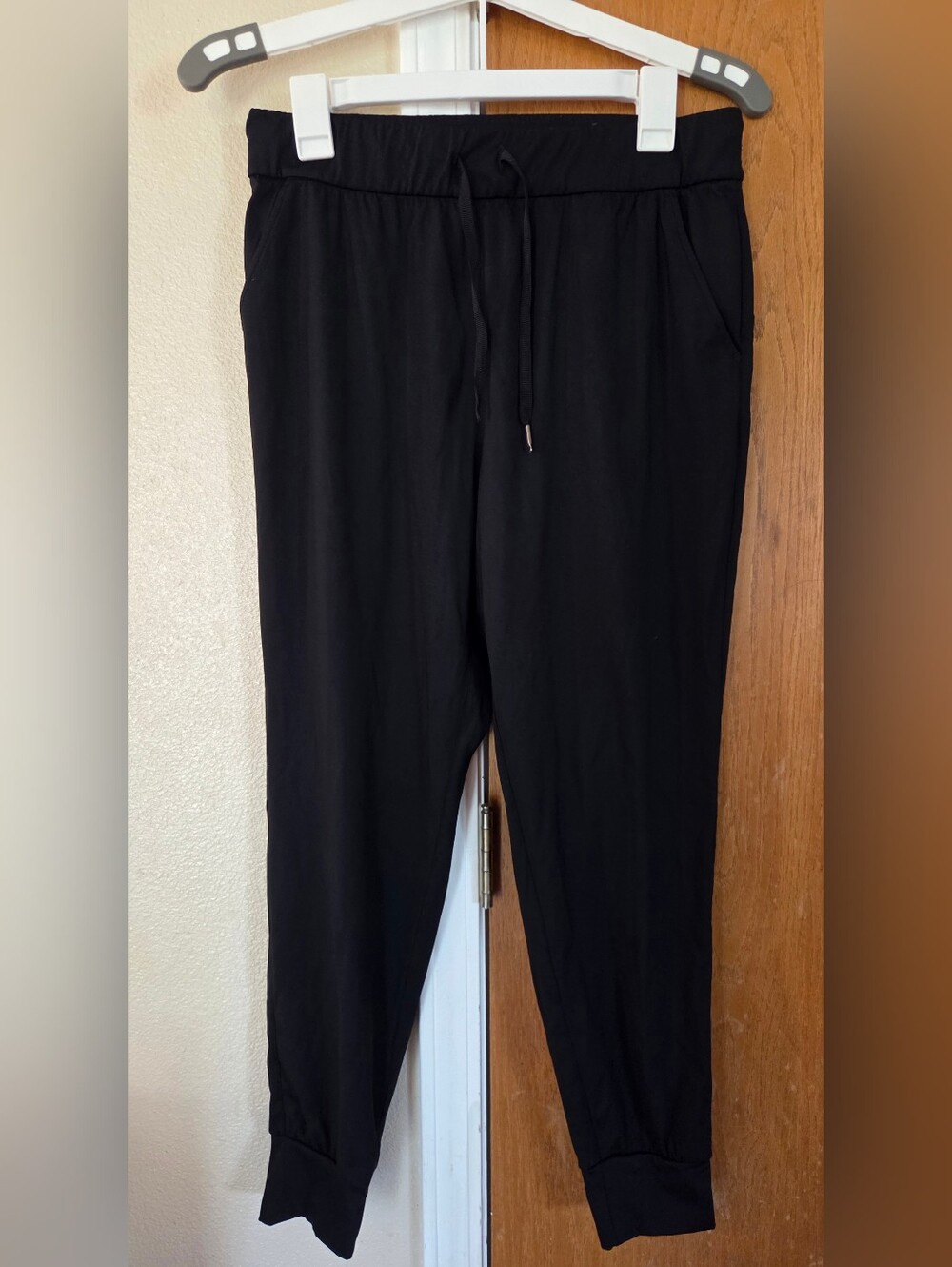 Sage Collective Womens Black Stretch Drawstring Cuffed-Leg Joggers Pockets Small